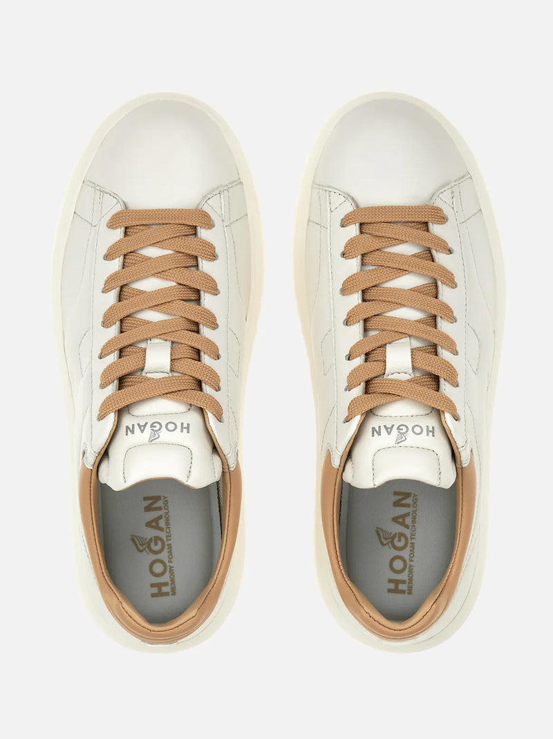 HOGAN SNEAKERS H-STRIPES PELLE BIANCO BEIGE