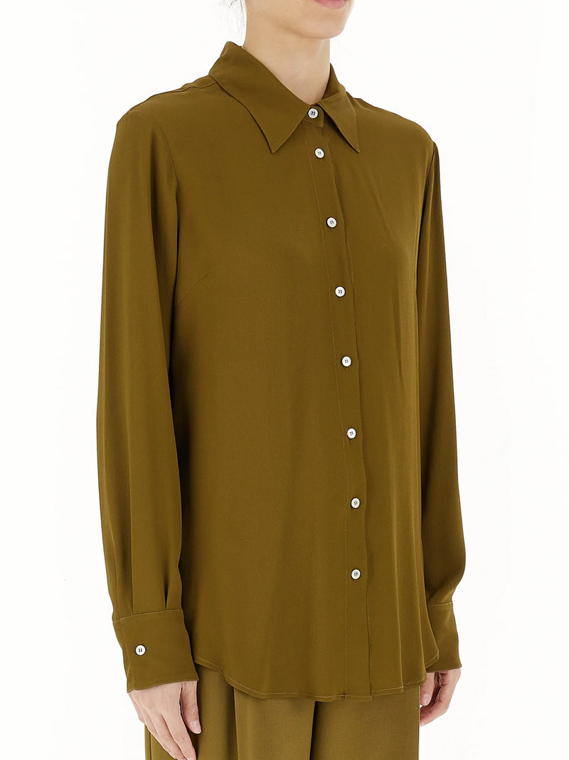 GRIFONI CAMICIA MISTO SETA OLIVE