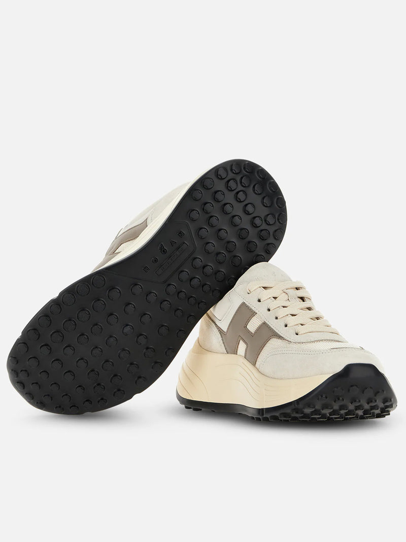 HOGAN SNEAKERS HI-FI PELLE E NYLON BIANCO TORTORA