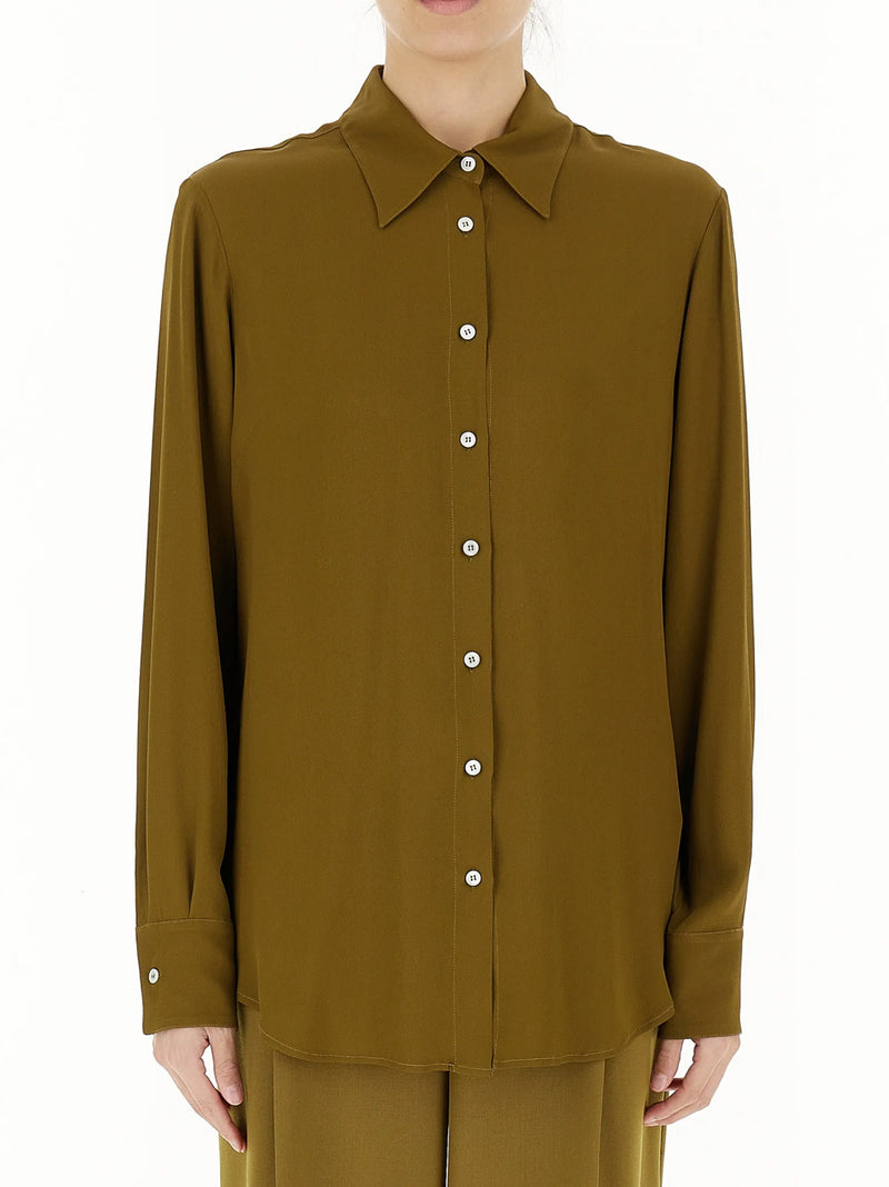 GRIFONI CAMICIA MISTO SETA OLIVE