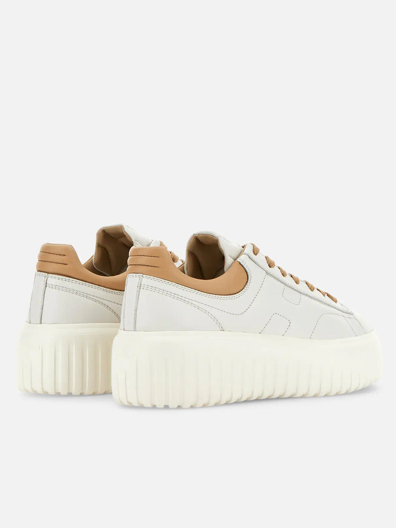 HOGAN SNEAKERS H-STRIPES PELLE BIANCO BEIGE