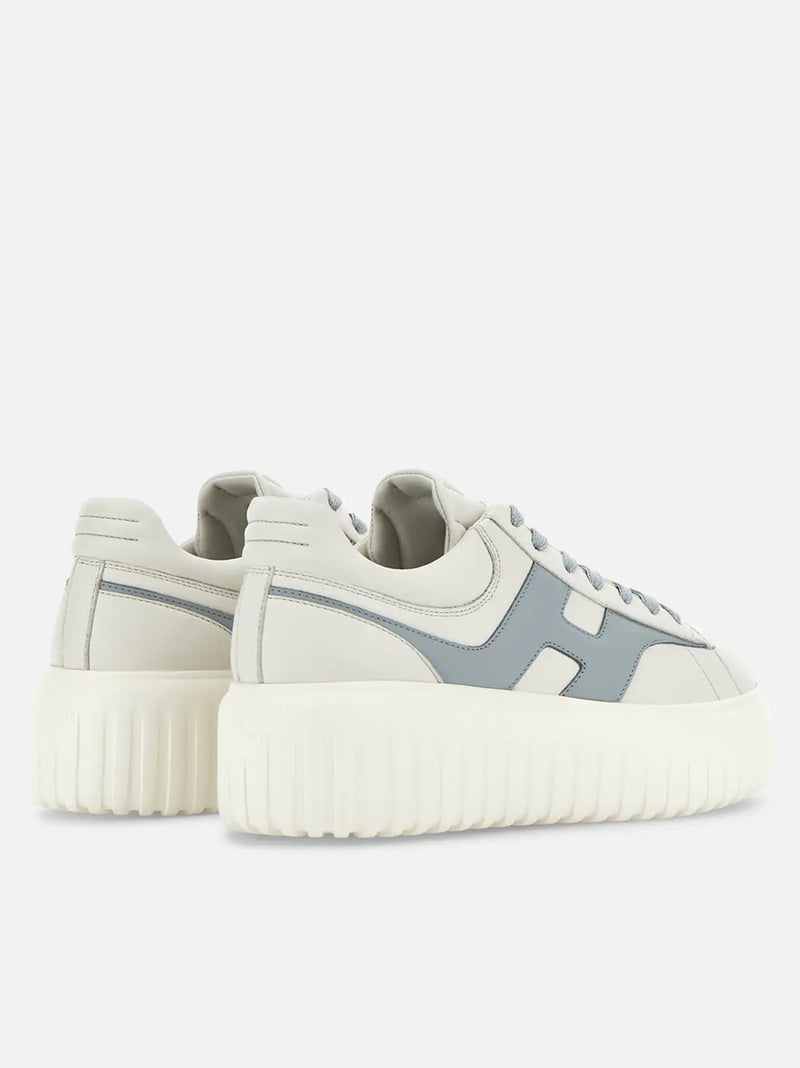 HOGAN SNEAKERS H-STRIPES PELLE BURRO CIELO