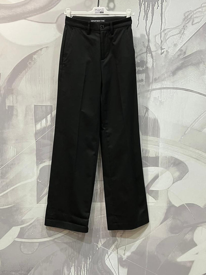 DEPARTMENT 5 PANTALONE PALAZZO GABARDINA NERO