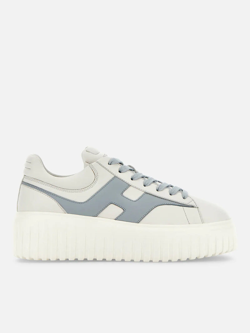 HOGAN SNEAKERS H-STRIPES PELLE BURRO CIELO