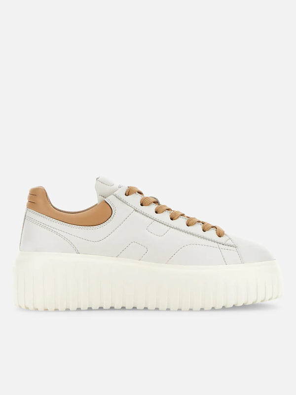 HOGAN SNEAKERS H-STRIPES PELLE BIANCO BEIGE