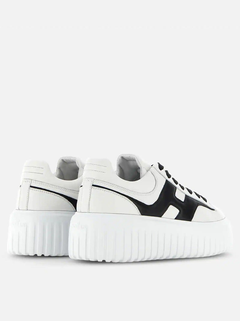 HOGAN SNEAKERS H-STRIPES PELLE BIANCO NERO