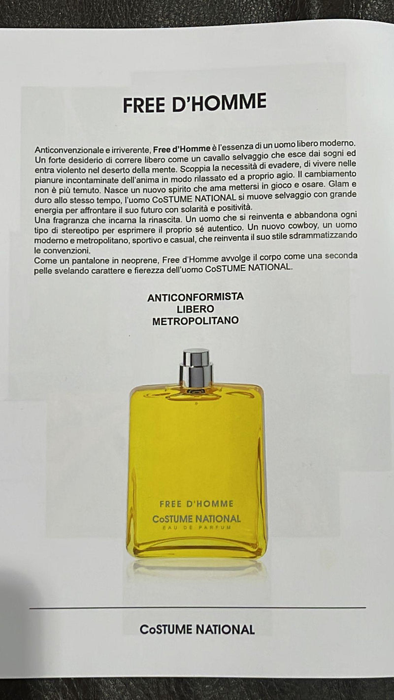 CoSTUME NATIONAL FREE DHOMME EDP 50 MLGIALLO